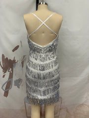 Dress Sheath Sequined Tassel Nightclub Cami Dress