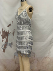 Dress Sheath Sequined Tassel Nightclub Cami Dress