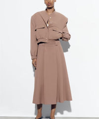 Casual Flight Jacket High Waist Skirt Setable Suit