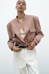 Casual Flight Jacket High Waist Skirt Setable Suit