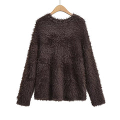 Pull épais décontracté à col en V en mohair