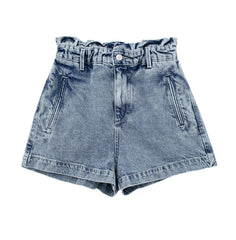 Short en jean droit à jambe large et taille en forme de bourgeon