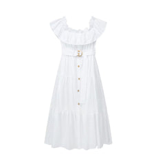 Ra White Hollow Out Cutout Embroidery Midi Dress Long Dress
