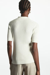 Patio Machine Pattern Polo Collar Knitted Short Sleeve