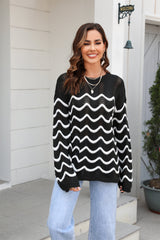 Fall Wear Knitwear Long Sleeve Stitching Hollow Out Cutout Pullover Sweater