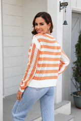 Pull oversize en tricot à manches longues et col ras du cou avec découpes et rayures