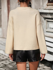 Pull ample en tricot à manches neuf quarts de couleur unie