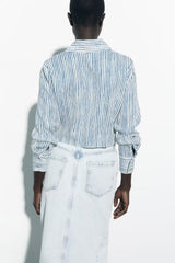Long Sleeve Polo Collar Stripes Shirt