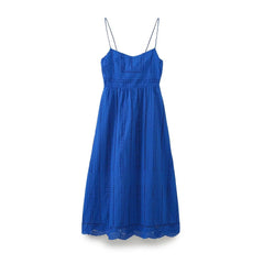 Midikleid mit ausgehöhltem Ausschnitt und Stickerei