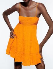 Fall Solid Color Splicing Sling Dress