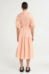 Lightly Mature Hollow Out Cutout Out Cinched V Neck Midi Dress