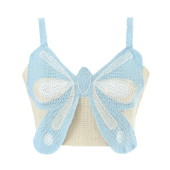 Nail Beading Holiday Bowknot Decoration V Neck Short Camisole