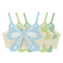 Nail Beading Holiday Bowknot Decoration V Neck Short Camisole