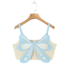 Nail Beading Holiday Bowknot Decoration V Neck Short Camisole
