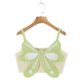 Nail Beading Holiday Bowknot Decoration V Neck Short Camisole