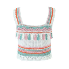 Vintage Embroidery Tassel Suspender Short Camisole