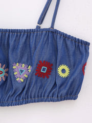 Street Embroidery Short Strap Top