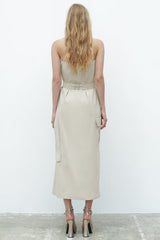 Waist Controlled Pocket Dress with Tube Top