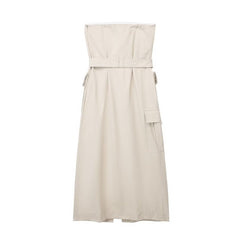 Waist Controlled Pocket Dress with Tube Top