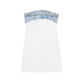 Strapless Straight Collar Short Version Slim Tube Top Denim Dress