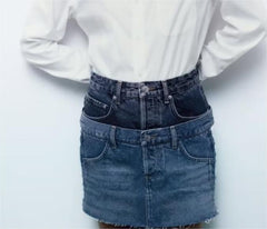 Retro High Waist Denim Mini Skirt