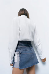 Retro High Waist Denim Mini Skirt