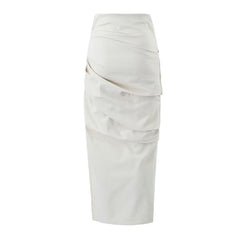 Split Workwear Skirt Online Red Sheath Pleated Casual Dress