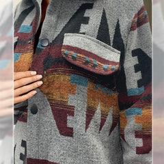 Plus Size Herren gleichen aztekischen Retro ethnischen geometrischen abstrakten Wollmantel