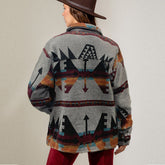 Plus Size Men Same Aztec Retro Ethnic Geometric Abstract Woolen Loose Coat