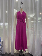 Backless Dinner Linen Blend Hanging Collar Dress