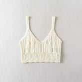 Hollowed out Patchwork Knitting Strap Top