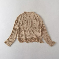 Loose Hole Decorative Short Knitwear