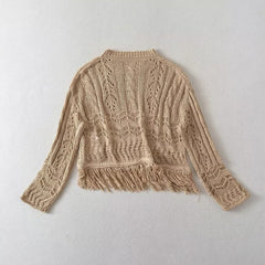 Loose Hole Decorative Short Knitwear
