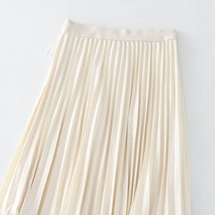 Fall Reversible Pleated Pleated Skirt High Waist Slimming Gauze Skirt Mid Length