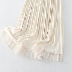 Fall Reversible Pleated Pleated Skirt High Waist Slimming Gauze Skirt Mid Length