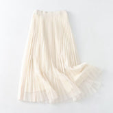 Fall Reversible Pleated Pleated Skirt High Waist Slimming Gauze Skirt Mid Length