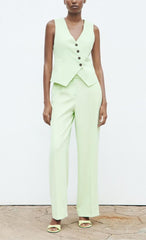 Elegance Sleeveless V neck Vest Jacket Casual Trousers