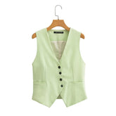 Elegance Sleeveless V neck Vest Jacket Casual Trousers