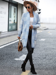 Mantel Lose Plaid Farbe Nähte Gestrickte Strickjacke Pullover