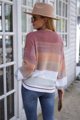 Gestreifter Pullover mit Rundhalsausschnitt, gestrickt