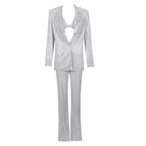Office Suit Glittering Powder Long Suit Three Piece Suit