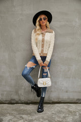 Cardigan tricoté à col court, manteau pull simple boutonnage