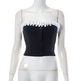 Young Adult Lady Woman Sweet Spicy Contrast Color Tube Top Short Type Top Trendy