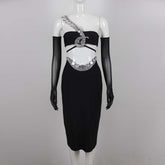 Cutout Slim High Waist Sheath Bandage Dress Two Piece Set