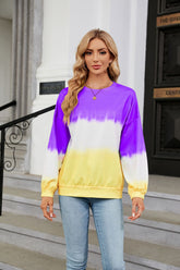 Tie-Dye Kontrastfarbe Rundhals Langarm Lose Sweatshirt