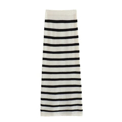 Classic Stripes Knitted Cardigan Top Skirt Sets