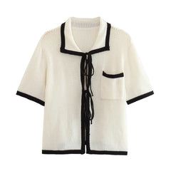 Classic Stripes Knitted Cardigan Top Skirt Sets