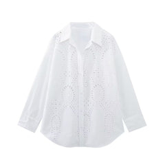 Hollow Out Cutout Embroidered Shirt