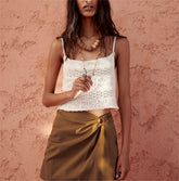 Haut sans manches en tricot à découpes ajourées assorti de style western
