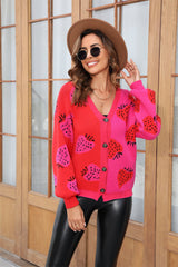 Pull col V Boutons Cardigan Manteau Fraise Pull